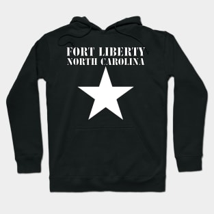 Fort Liberty North Carolina with White Star X 300 Hoodie